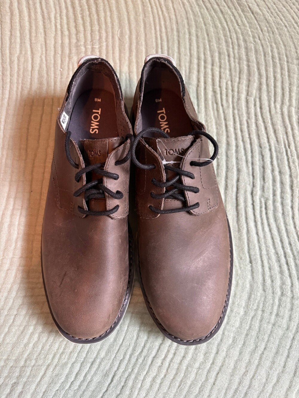 TOMS Men's Brown Leather Lace-Up Shoes Size 8